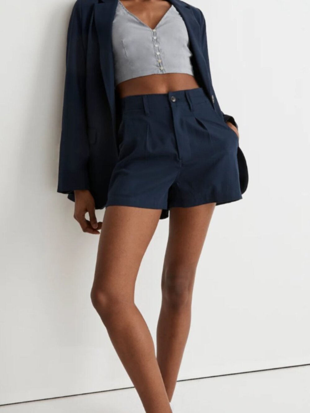 Madewell The Neale Short Drapeweave/Tencel in Color Deep Indigo, Women's Size 2